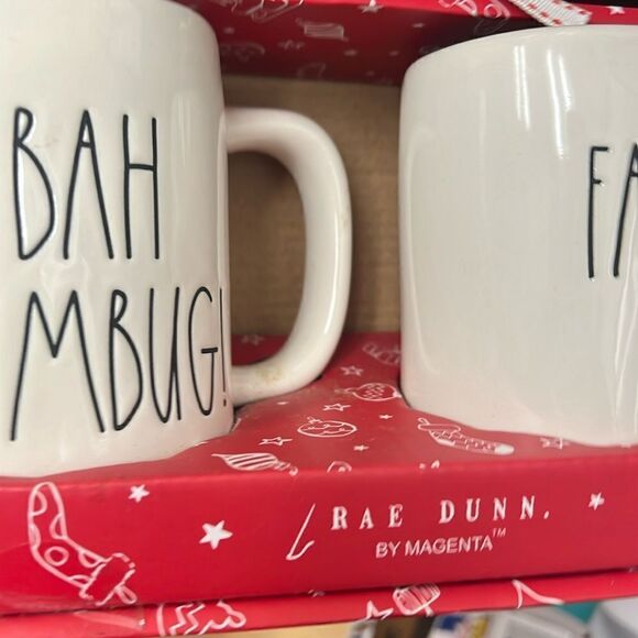 NIB Rae Dunn Christmas Mug Set Bah,Humbug! and      Fa La La!Set of two. - Picture 3 of 7